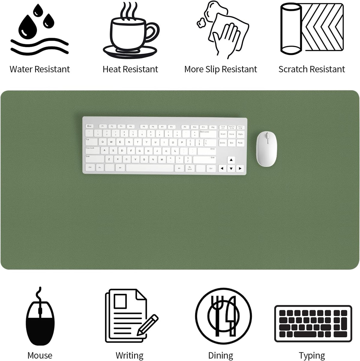 Bloss Leather Desk Pad and Keyboard Wrist Rest, Large Mouse Pad + Keyboard Pad+Mouse Wrist Support, Non-Slip Desk Mat Protector for Office, Home(31.5×15.7 Inches,Beige) - Colors A