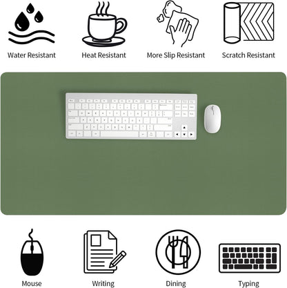 Bloss Leather Desk Pad and Keyboard Wrist Rest, Large Mouse Pad + Keyboard Pad+Mouse Wrist Support, Non-Slip Desk Mat Protector for Office, Home(31.5×15.7 Inches,Beige) - Colors A