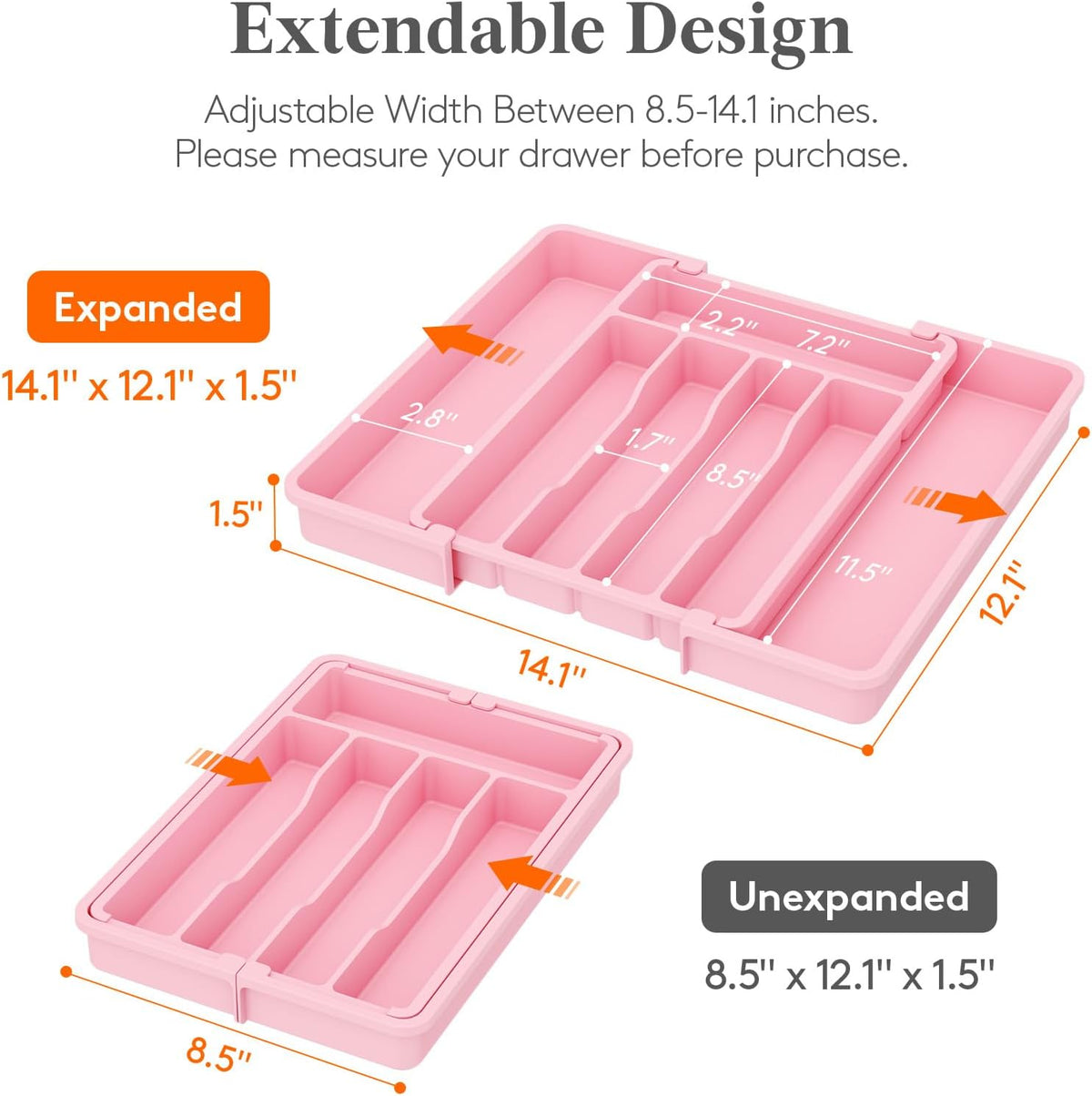 Expandable Silverware Drawer Organizer, Kitchen Utensil Tray