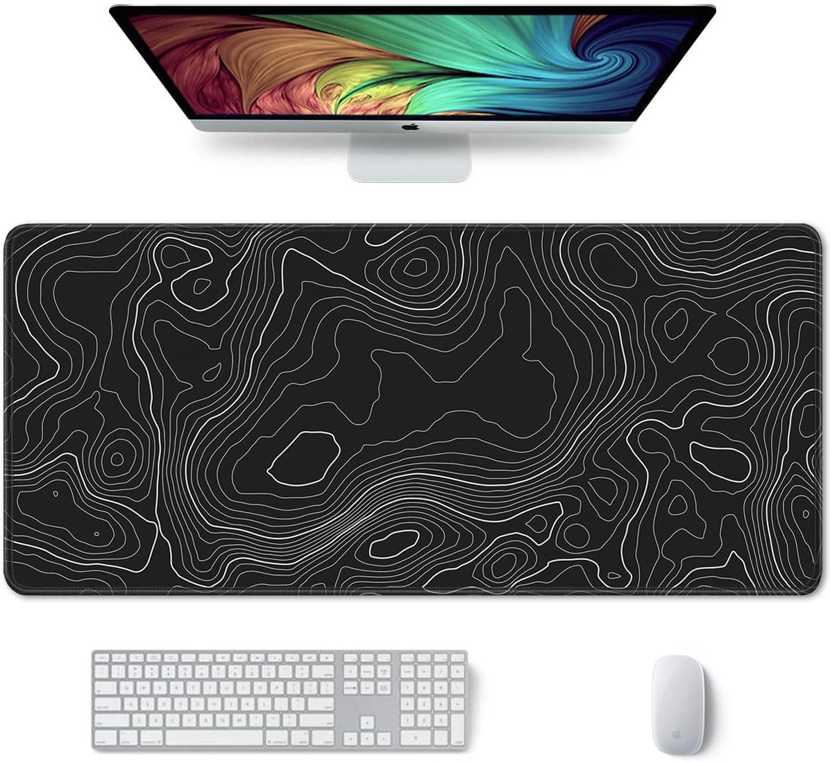 Auhoahsil Desk Mat, Ultra Large Mouse Pad, XXL Gaming Mousepad, Green Tropical Leaves Deskpad, Big Extended Full Size Mouse Pad, Desktop Desk Matt for Keyboard, Laptop & Computer, 35.5 x 15.7 in - Colors B