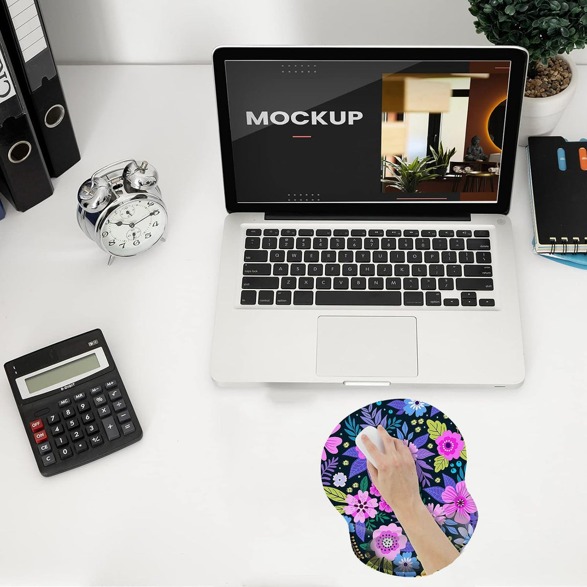 Wrist Support Mouse Pad Anti Slip Rubber Wrist Rest Mousepad 9in X 8in Small Desktop Notebook Mouse Mat for Working and Gaming (M-Pink Floral)