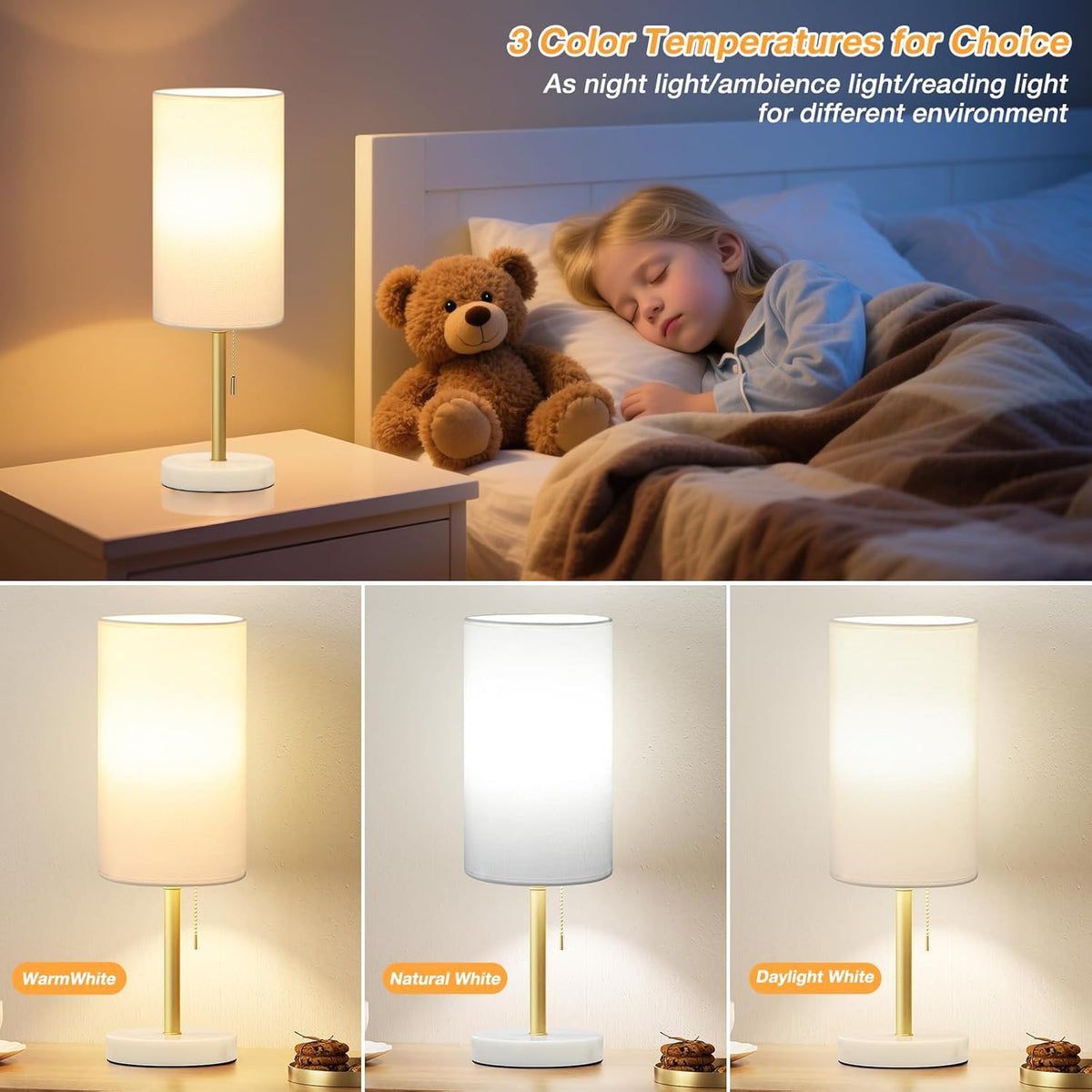 Dicoool Bedside Table Lamp for Bedroom - Small Desk Lamp with USB Ports