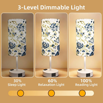 Table Lamp for Nightstand, High-Sensitivity Touch, 3-Level Dimmable Bedside Lamp with AC Outlet | USB | and USB-C, Ideal Night Stand Lamp for Bedroom, Reading, Living Room(Warm&Wooden)