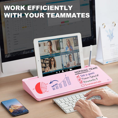 TSJ OFFICE Desktop Whiteboard Dry-Erase-Board - Computer Keyboard Stand White Board Surface Pad with Drawer, Desk Organizers with Accessories for Office, Home, School Supplies - Black