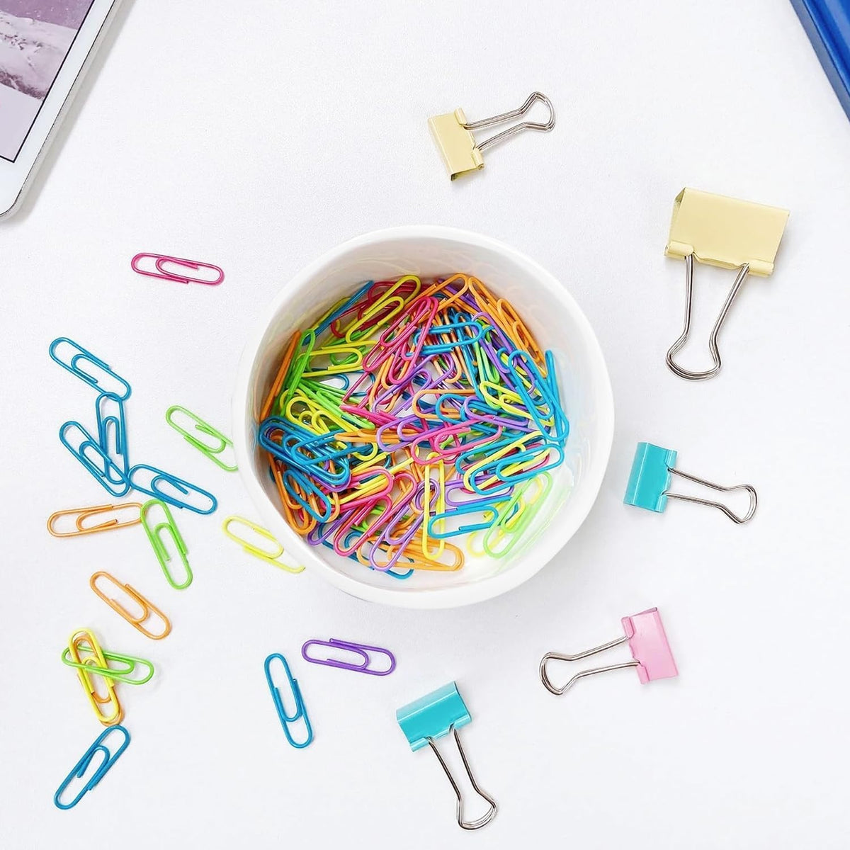 Paper Clip Holder Ceramic Paper Clip Holders Floral Paperclips Holder Dispenser Cute Gold Line Paper Clip Organizer for Desk Binder Clip Holder Bobby Pin Hair Clip Holder Gift for Office Pink Flowers
