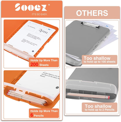 Clipboard with Storage, Clip Board 8.5 x 11 with Pen Holder, High Capacity Plastic Organization Case Box for Letter Legal A4 Size Paper, Nurses Teachers Must Haves, School & Office Supplies