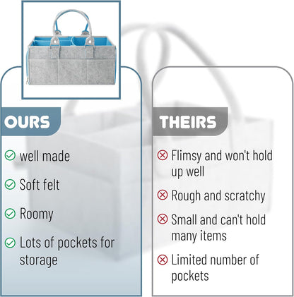 Baby Diaper Caddy Organizer, Gray, Medium