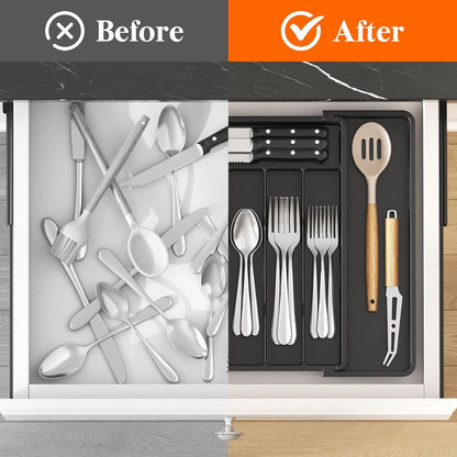 Expandable Silverware Drawer Organizer, Kitchen Utensil Tray