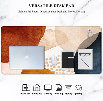 Auhoahsil Desk Mat, Ultra Large Mouse Pad, XXL Gaming Mousepad, Green Tropical Leaves Deskpad, Big Extended Full Size Mouse Pad, Desktop Desk Matt for Keyboard, Laptop & Computer, 35.5 x 15.7 in - Colors B