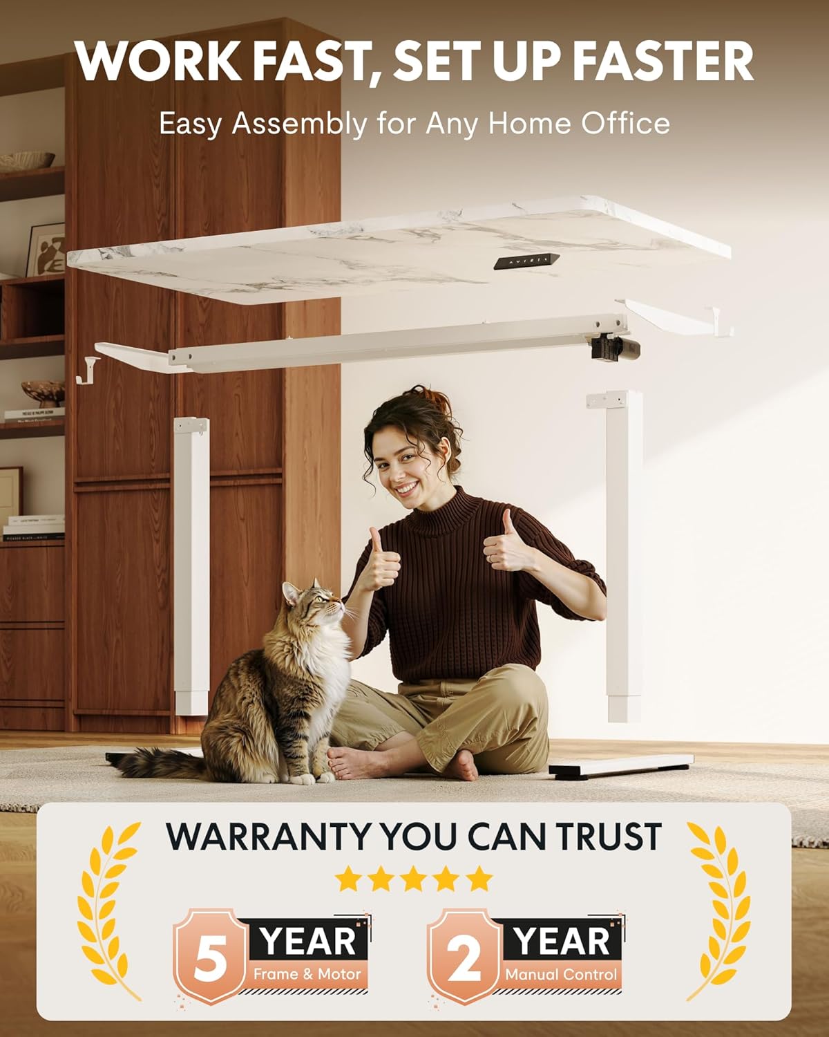 EN1 48"x24" One-Piece Standing Desk, White