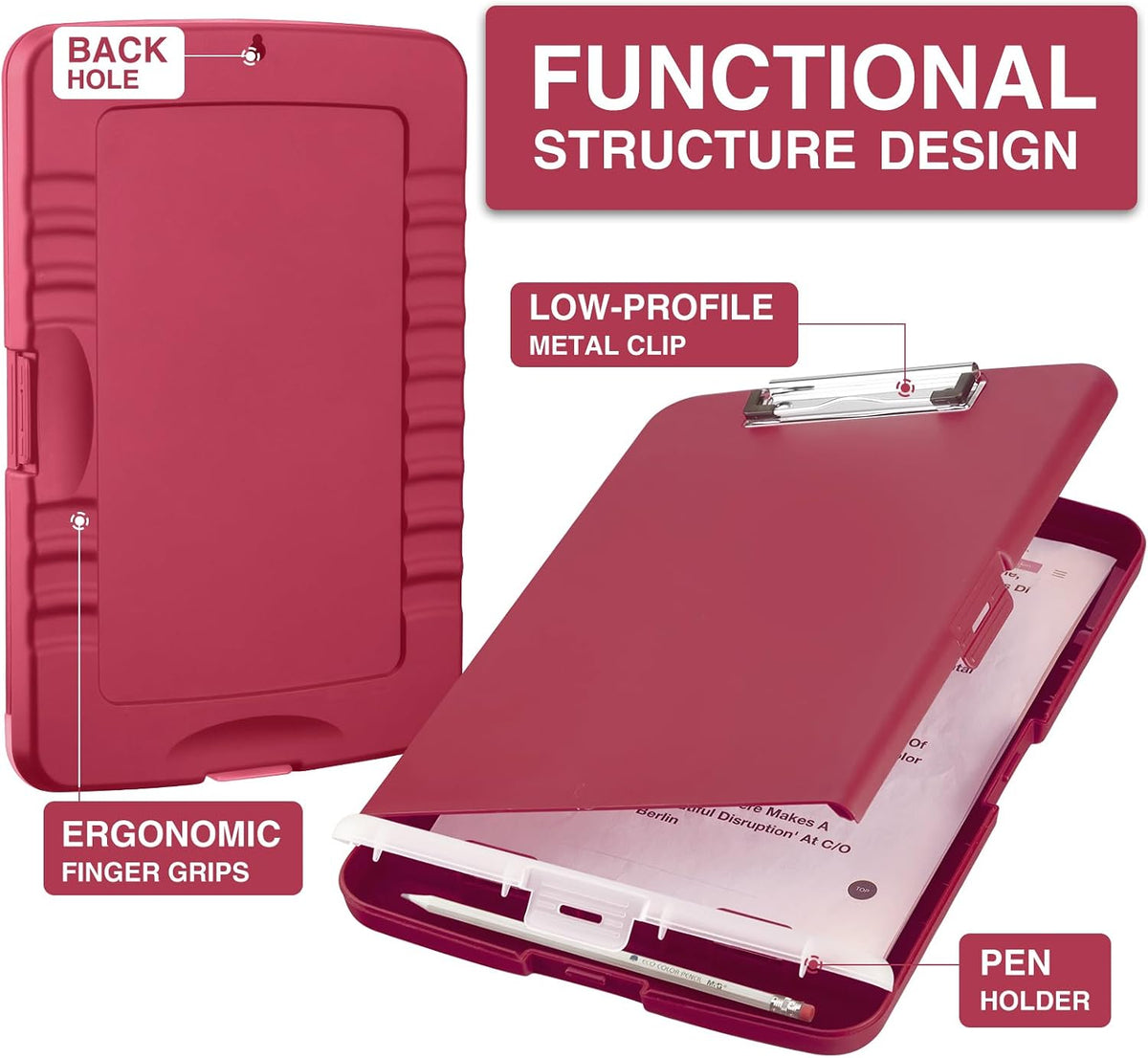 Clipboard with Storage, Clip Board 8.5 x 11 with Pen Holder, High Capacity Plastic Organization Case Box for Letter Legal A4 Size Paper, Nurses Teachers Must Haves, School & Office Supplies