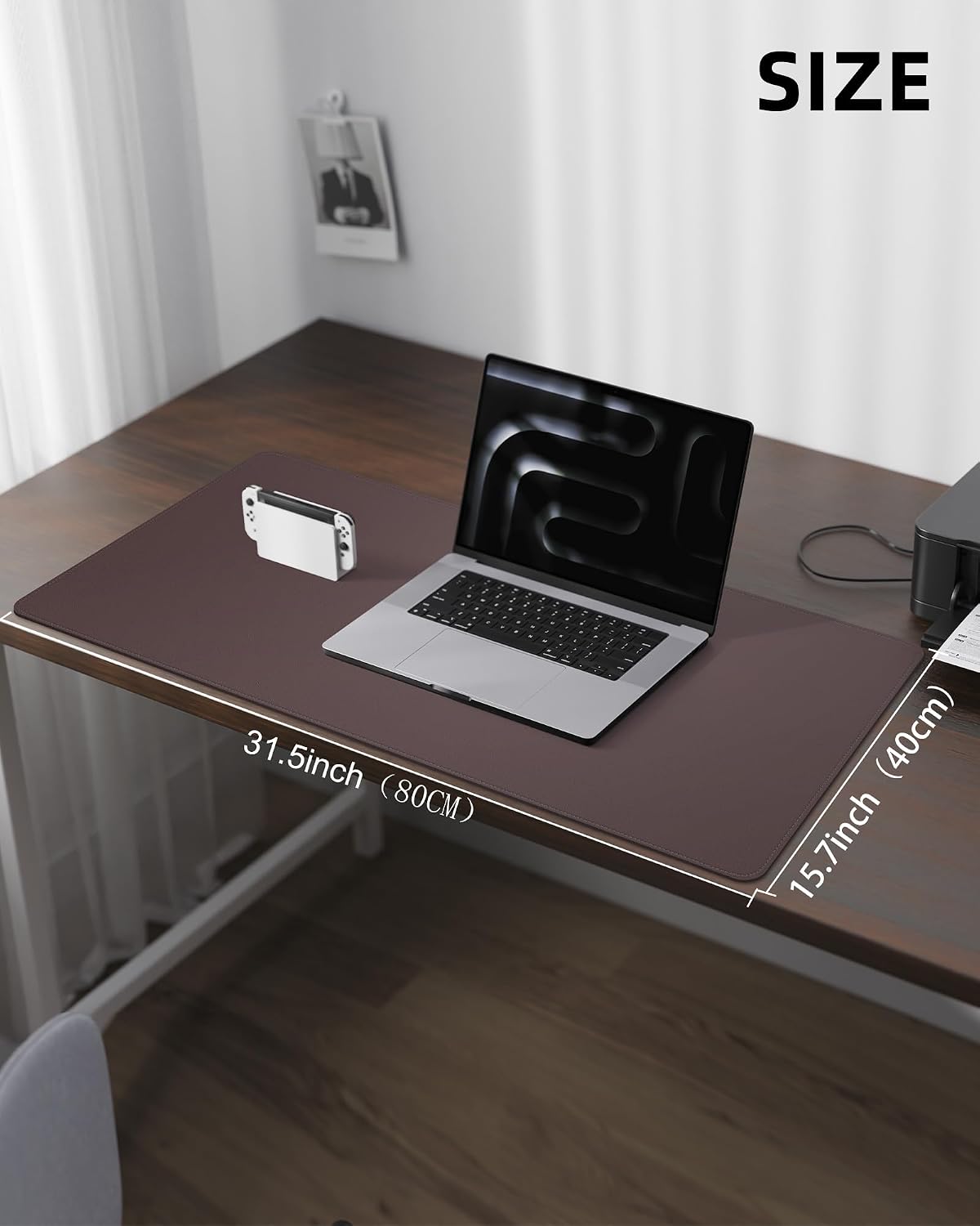 AFIING Large Desk Mat 55" x 24" - PU Leather Desk Pad Protector, Waterproof Non-Slip Extended Mouse Pad for Office Desk, Keyboard, Laptop and Home Workspace (Black)