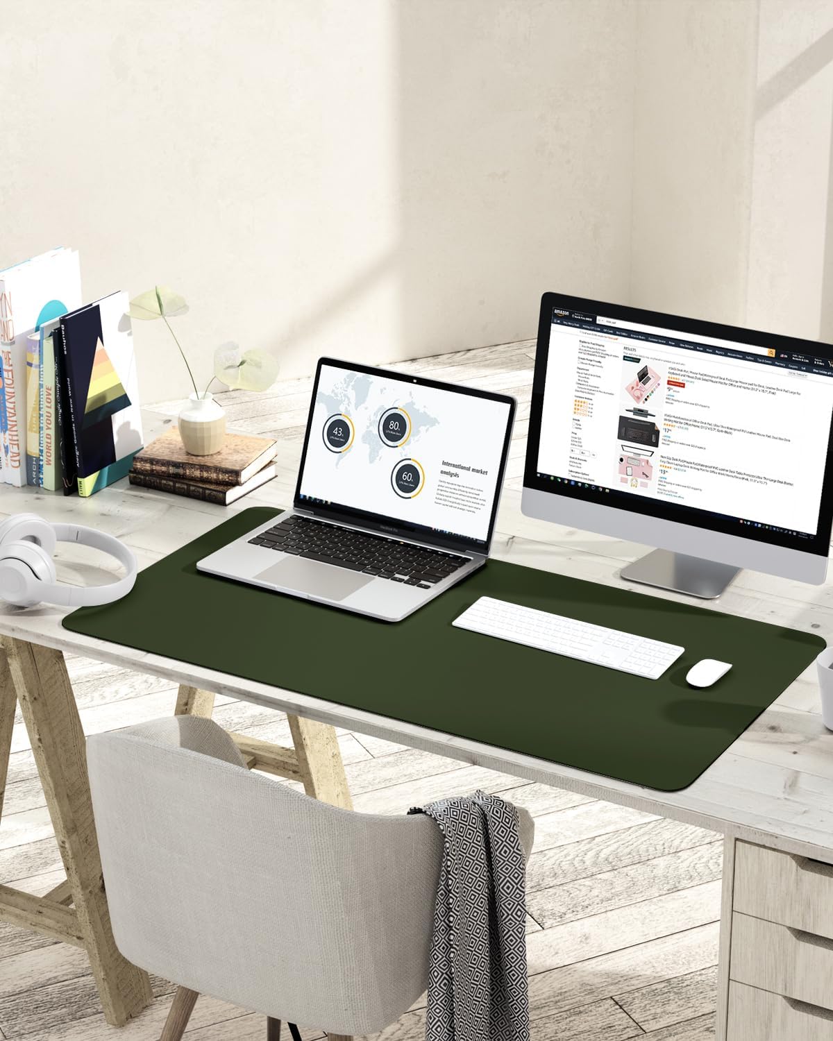YSAGi Non-Slip Leather Desk Pad, Waterproof Laptop Computer Desk Keyboard Mat, Table Protector Blotter Mat, Large Mouse Pad for Office/Work/Home/Decor(Dark Brown, 31.5" x 15.7")