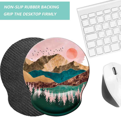 Mouse Pad with Wrist Support, Ergonomic Mouse Pad with Memory Foam Wrist Rest Cushion, Non-Slip Rubber Base Gaming Mice Pad for Home Office Computer Laptop, Flower Black