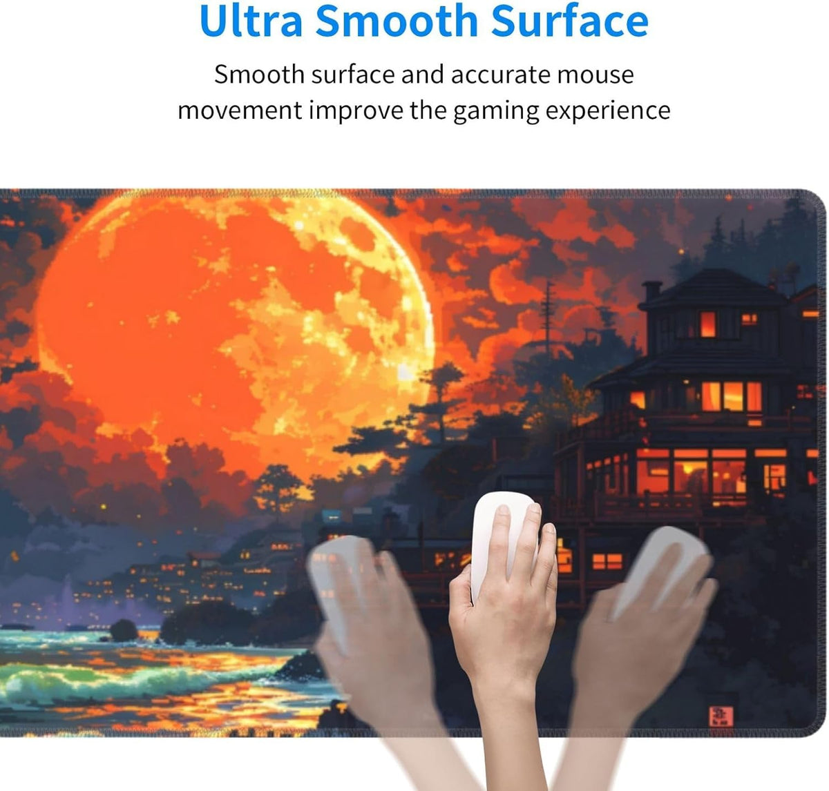 Japanese Mouse Pad, Large Japanese Desk Mat, XL Anime Gaming Keyboard Mat, Non-Slip Rubber Base, Big Extended Desk Protector for Home Office, 31.5”x11.8”