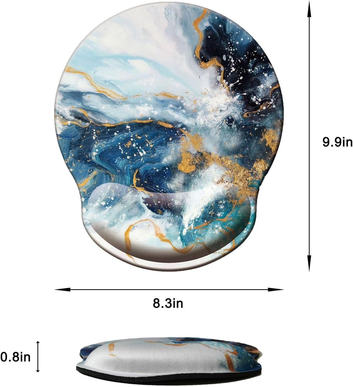 Mouse Pad with Wrist Support, Ergonomic Mouse Pad with Memory Foam Wrist Rest Cushion, Non-Slip Rubber Base Gaming Mice Pad for Home Office Computer Laptop, Flower Black