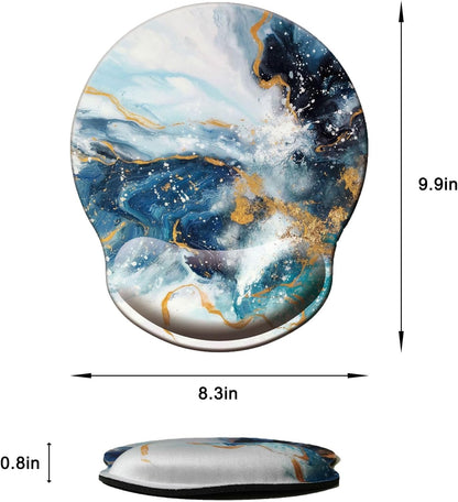 Mouse Pad with Wrist Support, Ergonomic Mouse Pad with Memory Foam Wrist Rest Cushion, Non-Slip Rubber Base Gaming Mice Pad for Home Office Computer Laptop, Flower Black