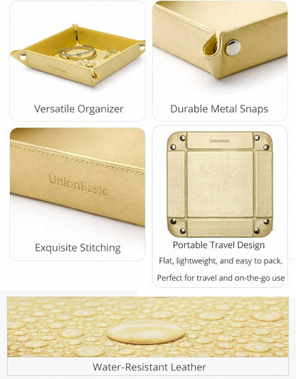 UnionBasic Small Valet Tray, Jewelry Tray for Rings Watches Earrings, Entryway Catchall Caddy for Coins Keys Change, Nightstand Bedside Valet Holder, Trays for Electronic Gadgets, Beige - Colors B