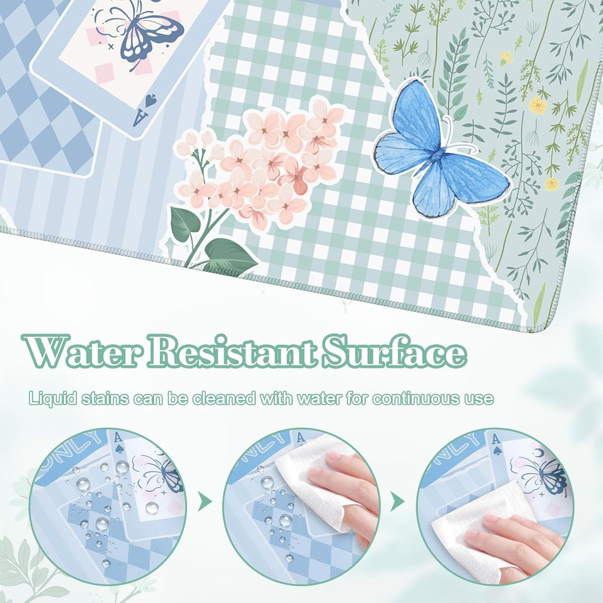 Desk Mat,Mouse Pad for Office Desk,35.4x15.7in,Pink Flowers
