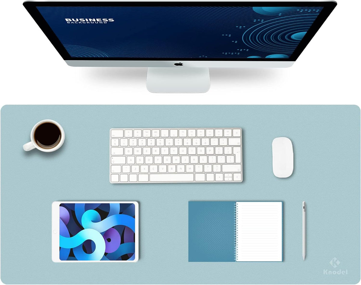 K KNODEL Large Office Leather Desk Mat, Mouse and Keyboard Pad, Computer and Laptop Mat, Desktop Protector and Cover, Writing Pad and Blotter (31.5"x15.7", Black)