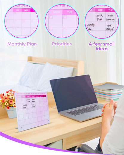 UCEC 12" x 10" Dry Erase Calendar Weekly for Desk Home Office & School | Planning Reminder Board to Do List Calendar for Office with Stand and Pen Clip