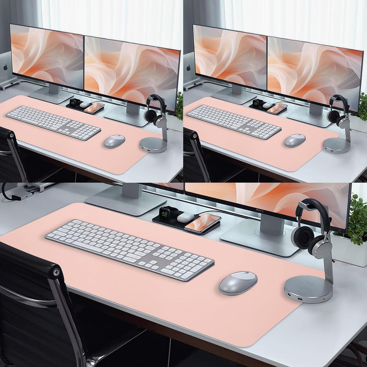 Bloss Leather Desk Pad and Keyboard Wrist Rest, Large Mouse Pad + Keyboard Pad+Mouse Wrist Support, Non-Slip Desk Mat Protector for Office, Home(31.5×15.7 Inches,Beige) - Colors B