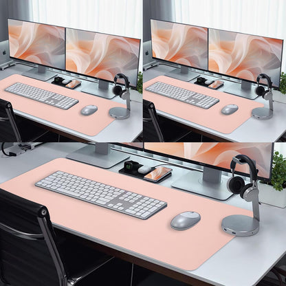 Bloss Leather Desk Pad and Keyboard Wrist Rest, Large Mouse Pad + Keyboard Pad+Mouse Wrist Support, Non-Slip Desk Mat Protector for Office, Home(31.5×15.7 Inches,Beige) - Colors B