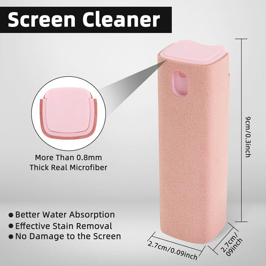 Car Screen Cleaner Kit, 4 Pcs 3-in-1 Touchscreen Mist Cleaner and Microfiber Cloth, for Car Display, iPhone, iPad, MacBook, Laptop, Computer Monitor, TV, Android (Pink*2 & Grey*1 & Black*1)