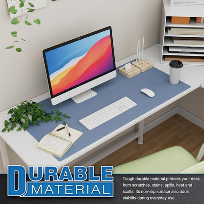 K KNODEL Large Office Leather Desk Mat, Mouse and Keyboard Pad, Computer and Laptop Mat, Desktop Protector and Cover, Writing Pad and Blotter (31.5"x15.7", Black)