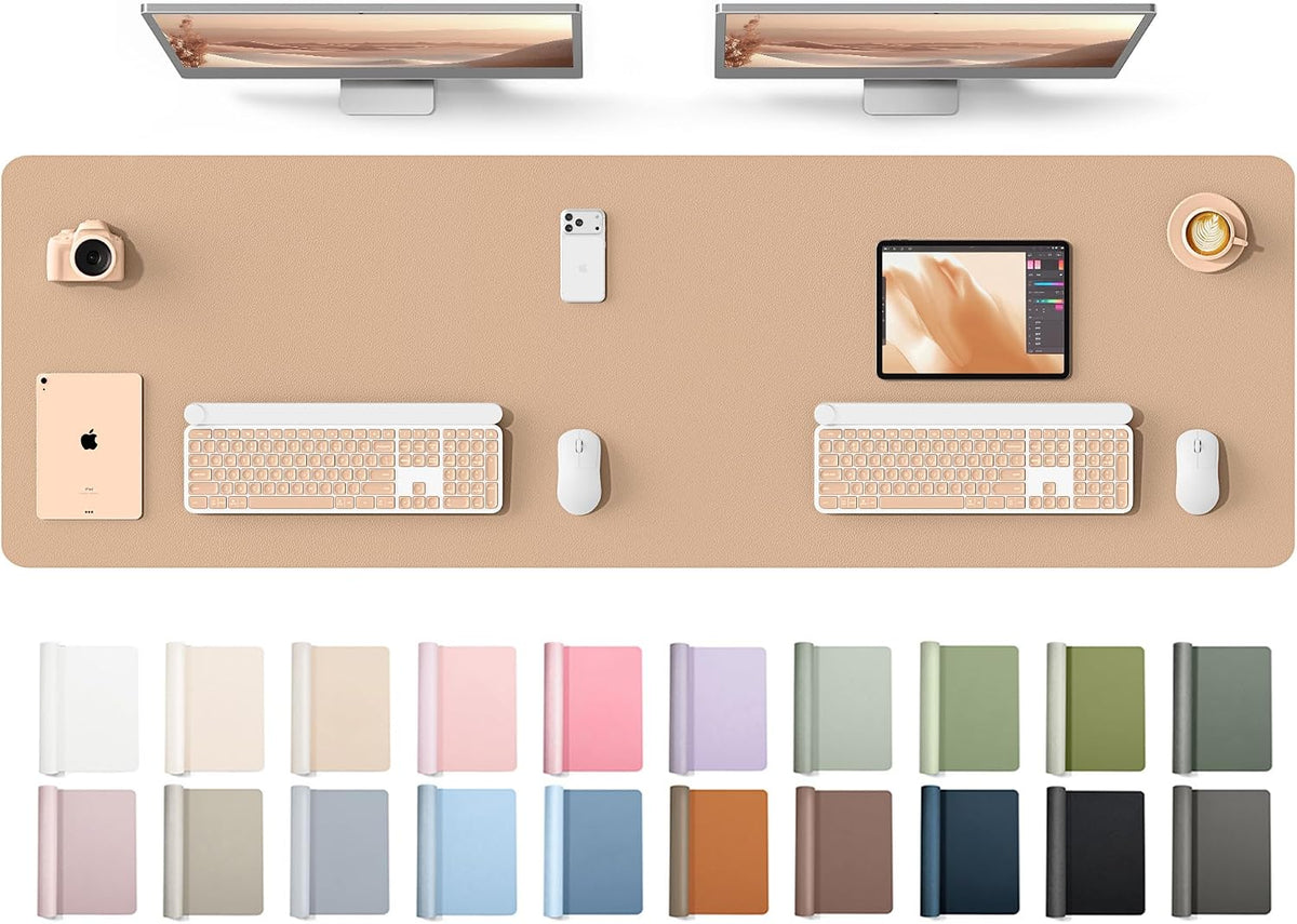 YSAGi Leather Desk Pad Protector, Large Mouse Pad, Non-Slip PU Leather Desk Blotter, Waterproof Writing Pad for Office and Home (31.5" x 15.8", Eggshell) - Colors B