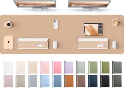 YSAGi Leather Desk Pad Protector, Large Mouse Pad, Non-Slip PU Leather Desk Blotter, Waterproof Writing Pad for Office and Home (31.5" x 15.8", Eggshell) - Colors B