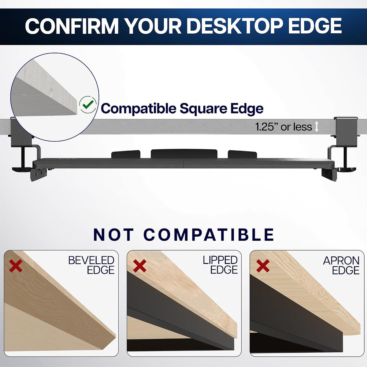 VIVO Extra Long Clamp-on Computer Keyboard and Mouse Under Desk Slider Tray, 34 x 11 inch Pull Out Platform Drawer, Black, MOUNT-KB15EB