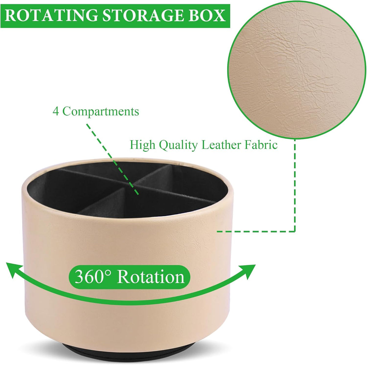 Round Leather Art Supply Organizer,Remote Control Holder,360 Degree Rotating,Multi-Functional Pencil Holder,4 Compartments Desktop Stationary Organizer(1-Blue Bird) - Colors B