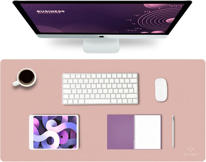 K KNODEL Large Office Leather Desk Mat, Mouse and Keyboard Pad, Computer and Laptop Mat, Desktop Protector and Cover, Writing Pad and Blotter (31.5"x15.7", Black)