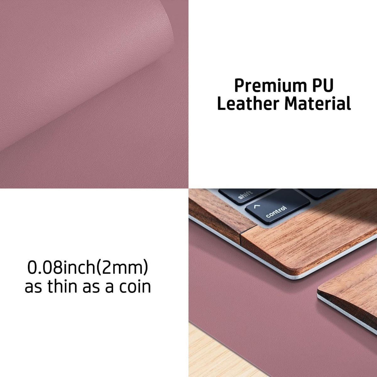 Bloss Leather Desk Pad and Keyboard Wrist Rest, Large Mouse Pad + Keyboard Pad+Mouse Wrist Support, Non-Slip Desk Mat Protector for Office, Home(31.5×15.7 Inches,Beige) - Colors A
