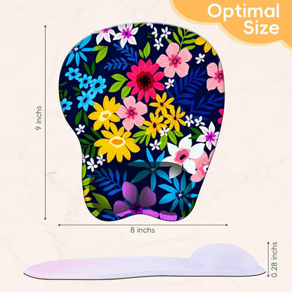 Wrist Support Mouse Pad Anti Slip Rubber Wrist Rest Mousepad 9in X 8in Small Desktop Notebook Mouse Mat for Working and Gaming (M-Pink Floral)