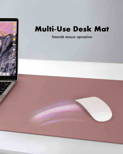 Double-Sided Desk Pad, 31.5"x15.7"Leather Desk Mat, Eco Cork Desk Pad Protector,Large Mouse Pad,Waterproof Desk Blotter for Office/Home(Coffee)