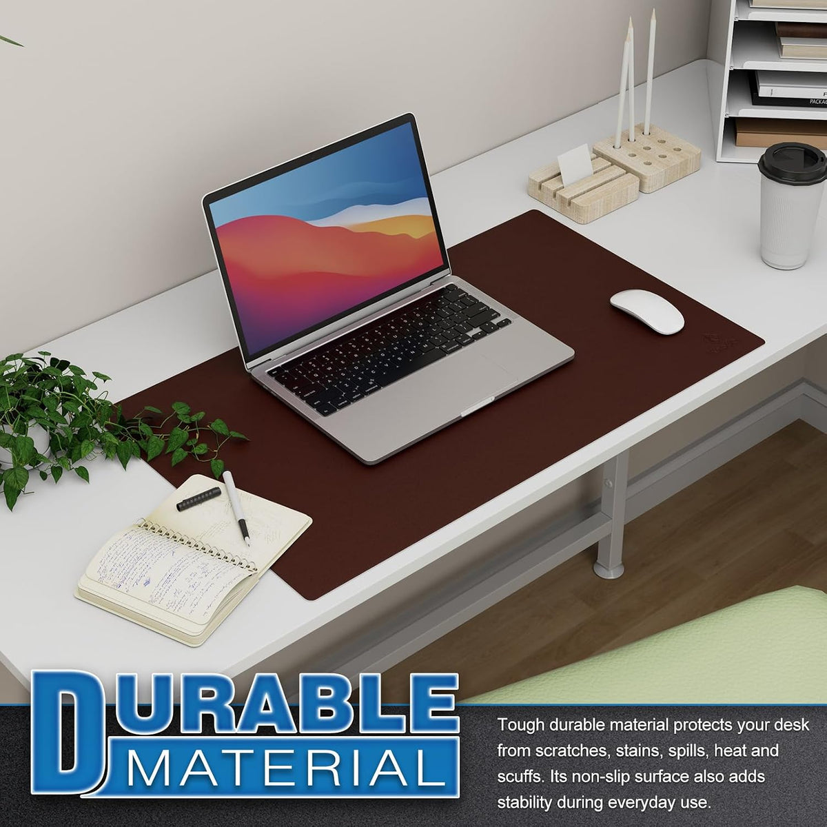 K KNODEL Large Office Leather Desk Mat, Mouse and Keyboard Pad, Computer and Laptop Mat, Desktop Protector and Cover, Writing Pad and Blotter (31.5"x15.7", Black)