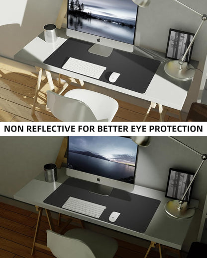 Large Desk pad mat,Mouse Pad,Office Desk Mat, Non-Slip PU Leather Desk Blotter,Large Desk pad,Waterproof Keyboard mat for Office/Home/Decor (Black,48" x 17")