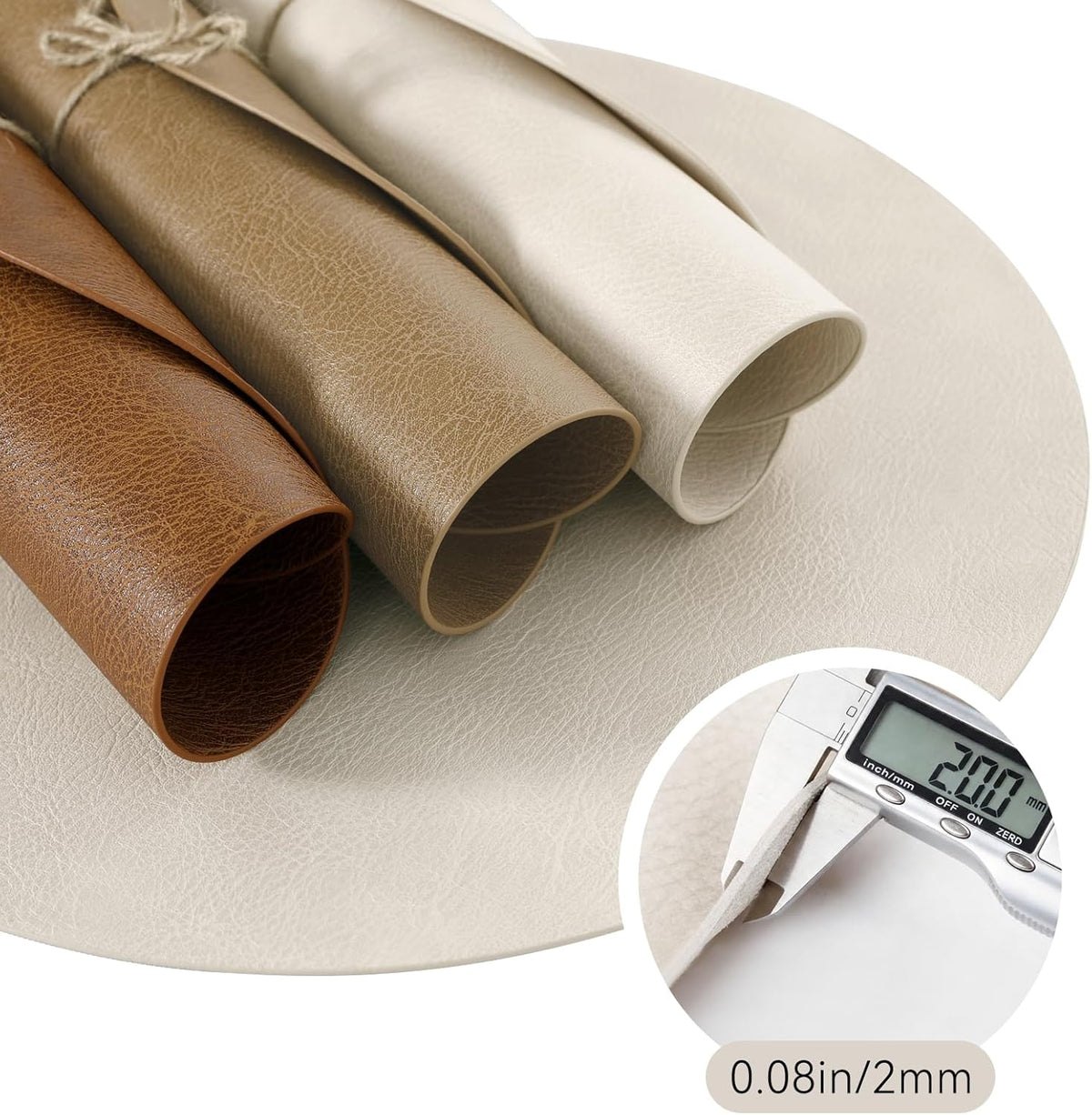 MOSAYT Vinyl Placemats Set of 6-12 X 17 Inch - Faux Leather 100% Waterproof Oil-Proof Wipeable PU Place Mats, Heat Resistant Reversible Table Mats for Kitchen, Dining, Outdoor, Reddish Brown