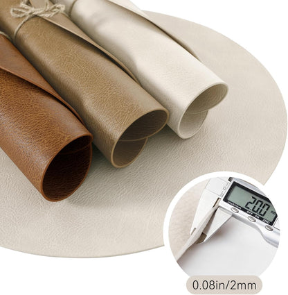MOSAYT Vinyl Placemats Set of 6-12 X 17 Inch - Faux Leather 100% Waterproof Oil-Proof Wipeable PU Place Mats, Heat Resistant Reversible Table Mats for Kitchen, Dining, Outdoor, Reddish Brown