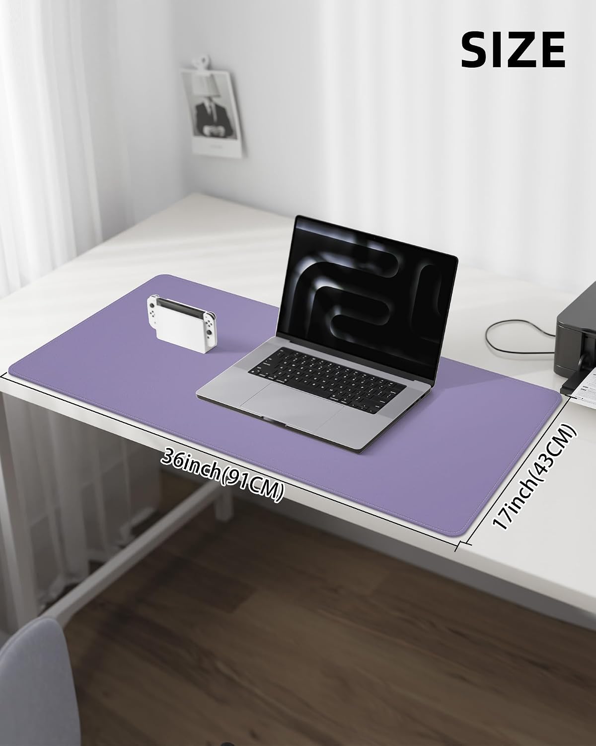 AFIING Large Desk Mat 55" x 24" - PU Leather Desk Pad Protector, Waterproof Non-Slip Extended Mouse Pad for Office Desk, Keyboard, Laptop and Home Workspace (Black)