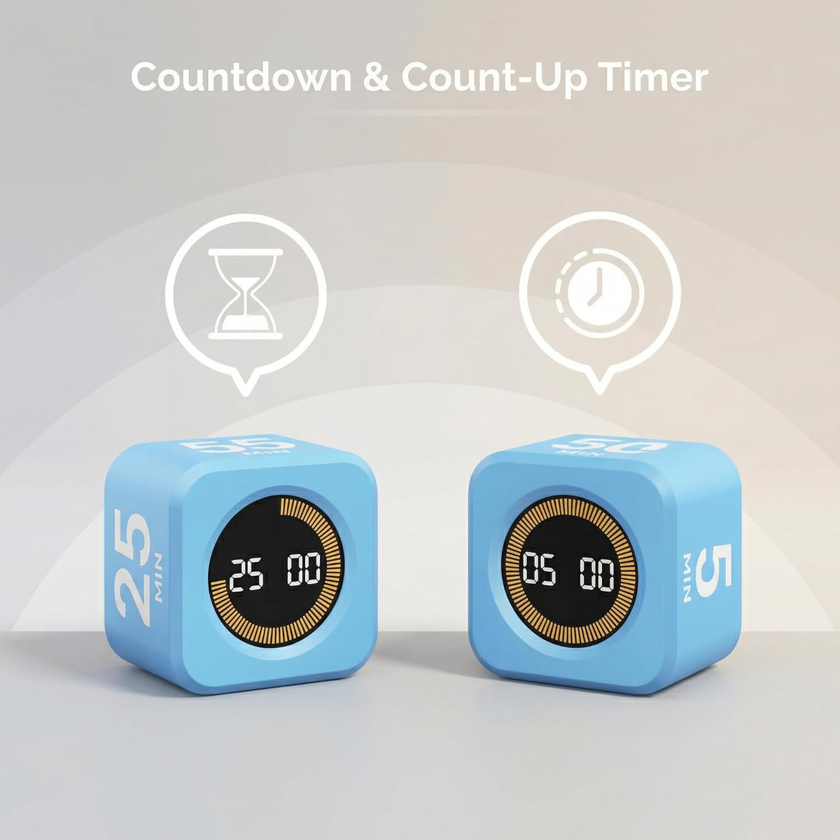 KADAMS Pomodoro Cube Timer Productivity Visual Timer - 5/10/25/50 Min Rotating Countdown (1, Green)