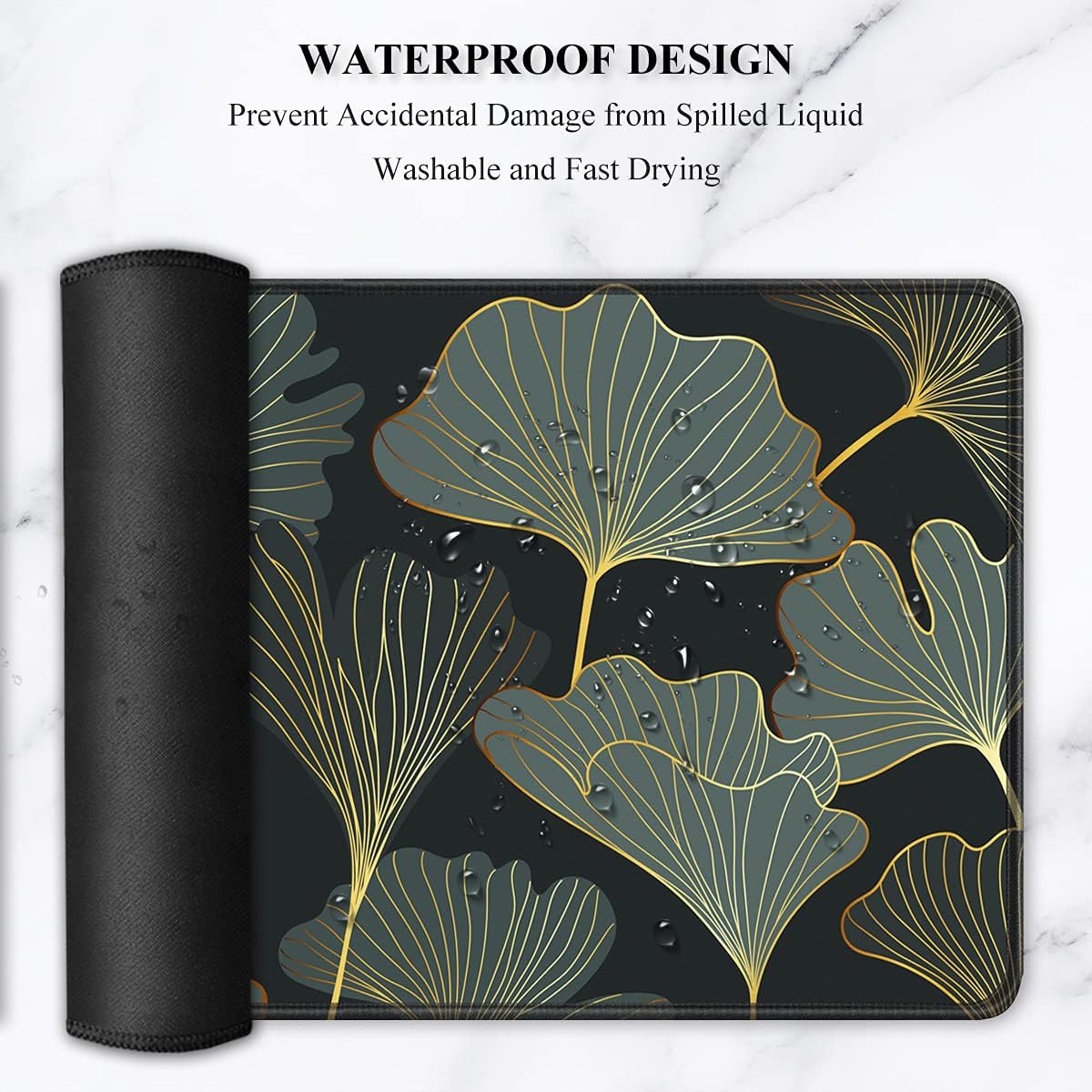 Auhoahsil Desk Mat, Ultra Large Mouse Pad, XXL Gaming Mousepad, Green Tropical Leaves Deskpad, Big Extended Full Size Mouse Pad, Desktop Desk Matt for Keyboard, Laptop & Computer, 35.5 x 15.7 in - Colors B
