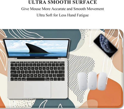 Auhoahsil Desk Mat, Ultra Large Mouse Pad, XXL Gaming Mousepad, Green Tropical Leaves Deskpad, Big Extended Full Size Mouse Pad, Desktop Desk Matt for Keyboard, Laptop & Computer, 35.5 x 15.7 in - Colors A