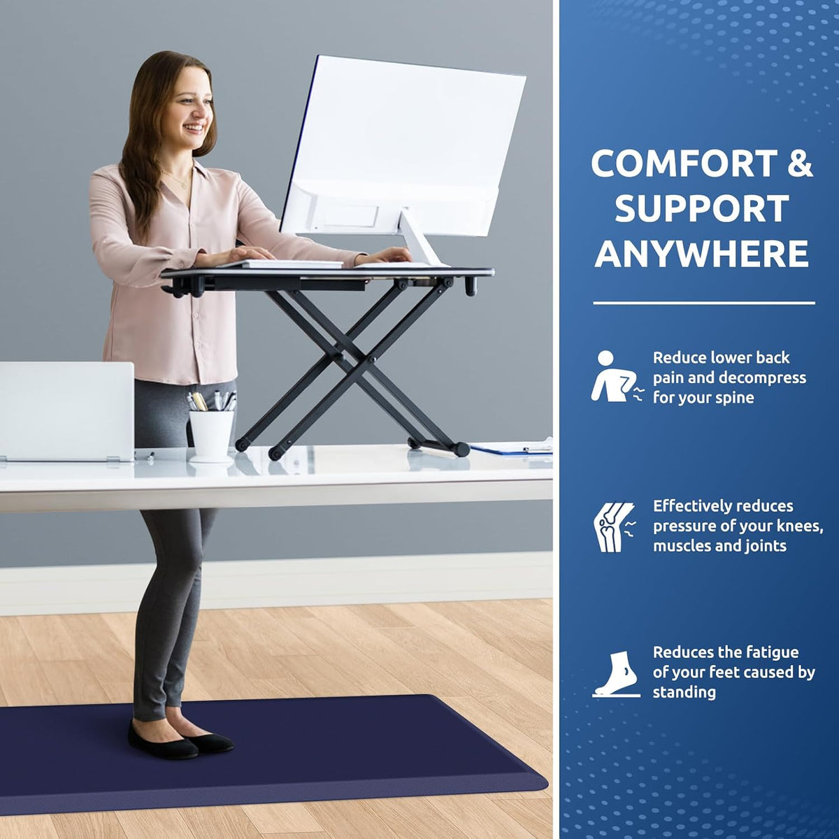 KitchenClouds Kitchen Mat Cushioned Anti Fatigue Rug 17.3"x28" Water Resistant, Non Slip, Standing and Comfort Desk/Floor Mats for House Sink Office (Black)