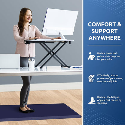 KitchenClouds Kitchen Mat Cushioned Anti Fatigue Rug 17.3"x28" Water Resistant, Non Slip, Standing and Comfort Desk/Floor Mats for House Sink Office (Black)
