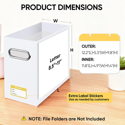 BALEINE File Organizer Box, Cardboard File Folder Organizer with Handle for Letter Size, Portable Collapsible Hanging Filing Box for Home Office Document Storage (2 Pack, Black)