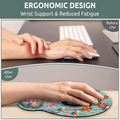 KONVINIT Ergonomic Mouse Pad with Wrist Rest, Small Mousepad with Non-Slip Rubber Base and Smooth Surface, Beach Mouse Pads for Desk, Office Desk Accessories
