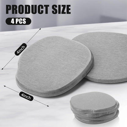 Diatomaceous Earth Coasters Set of 4，Cool Absorbent Quick-Dry Drink Coasters for Desks, Cute Modern Stone Design with Stylish White Aesthetic (4, White)